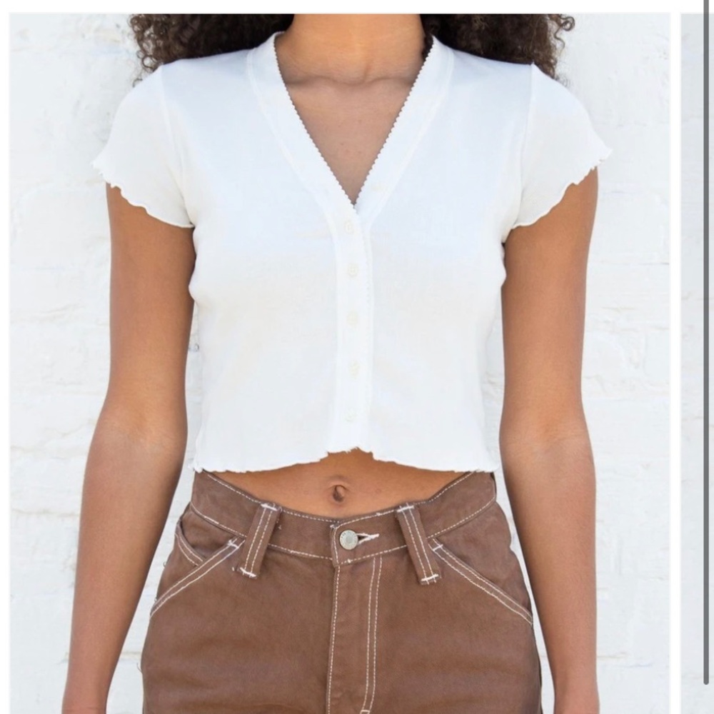 brandy melville paige cropped ruffle top